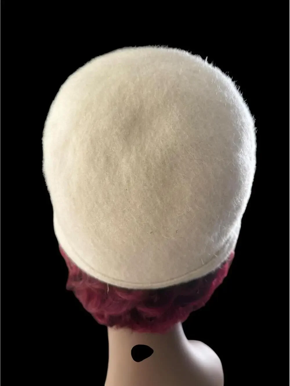60s 70s Beaded Cloche, Cream Mohair and Wool, Vintage Hats for Women, Mod
